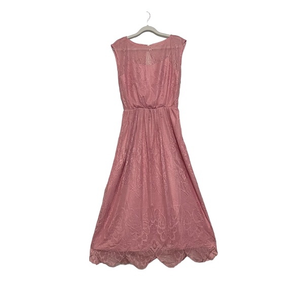 jcpenney Dresses & Skirts - JCPenney Vintage Pink Sleeveless Lace Midi Fit‎ & Flare Dress Size 9/10